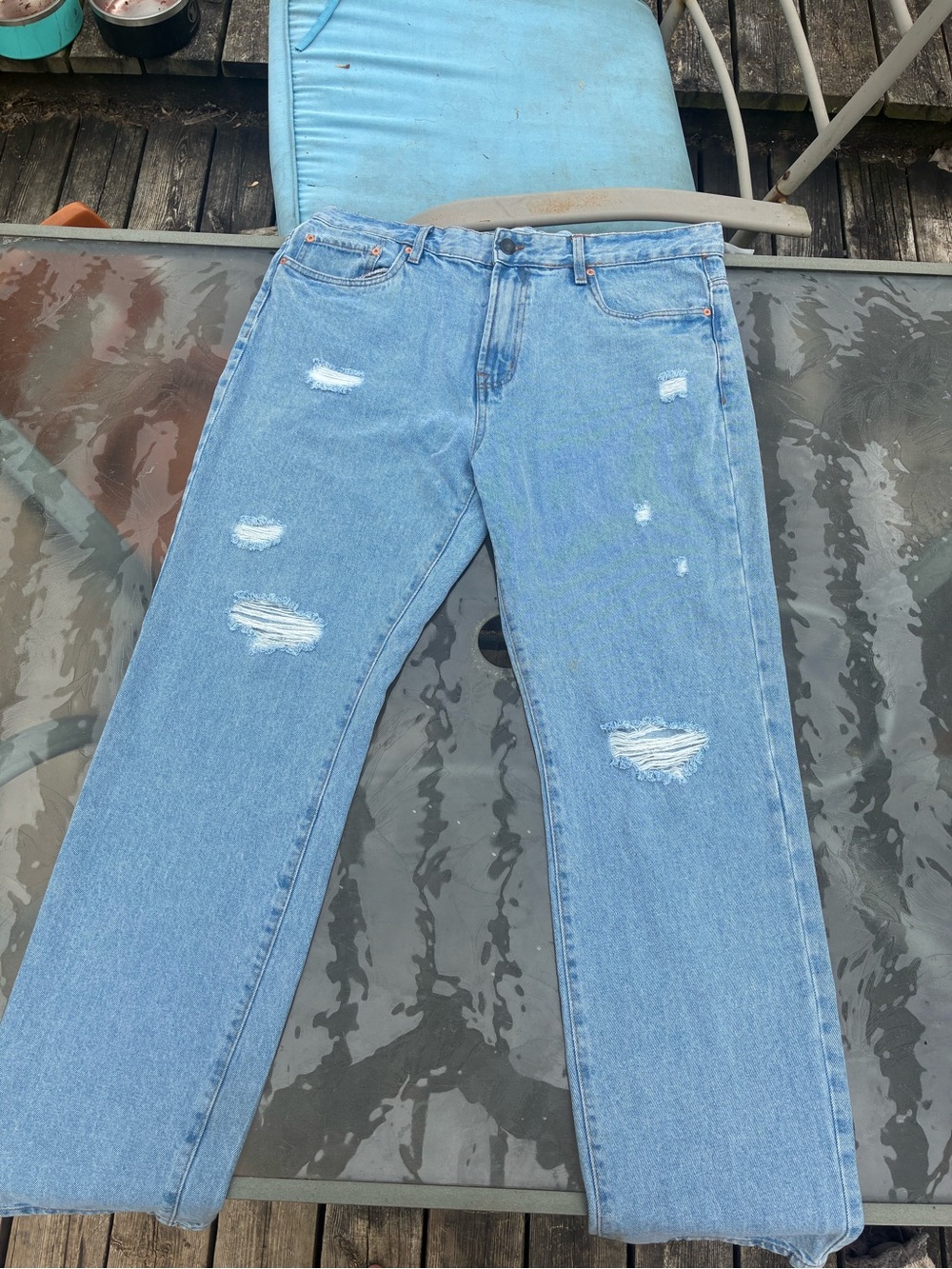 Aldo Light Blue Distressed Relaxed Jeans